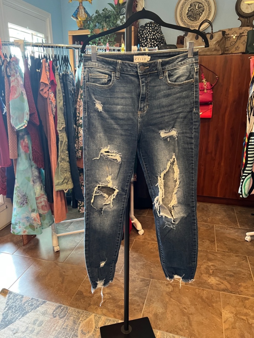Cello Distressed Dark Blue Boyfriend Jeans